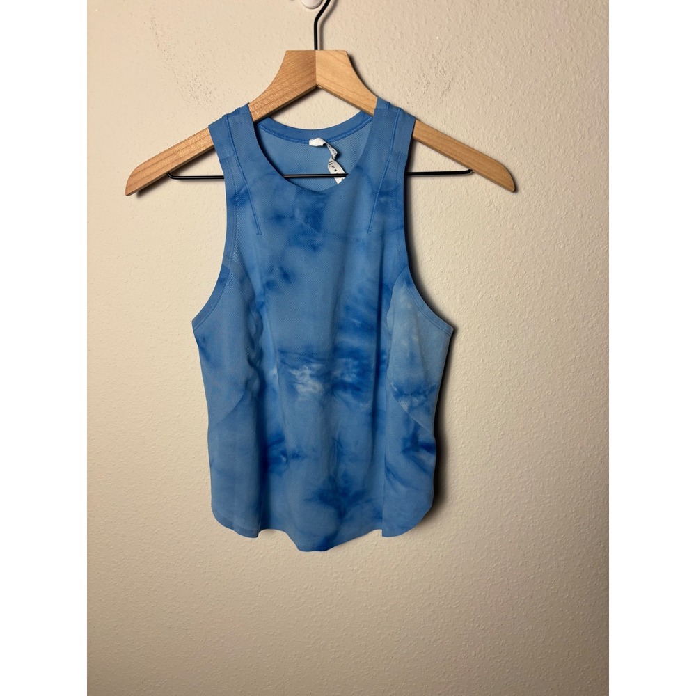 Lululemon Lightweight Run Kit Tank Top Blue Tie Dye Marble Size 4 LW1EIFS